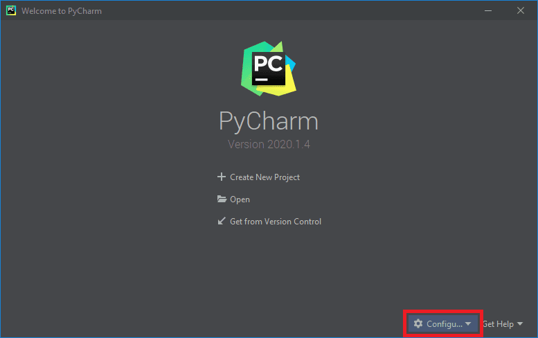 Welcome to PyCharm window