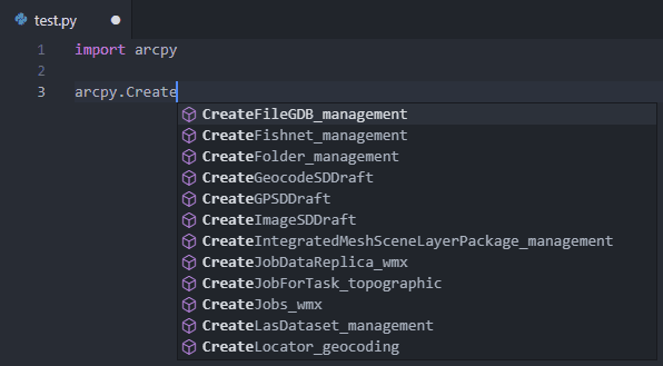 Autocomplete for ArcGIS Python tools