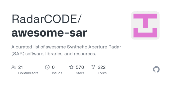 A Curated List of Synthetic Aperture Radar (SAR) Software, Libraries, and Resources