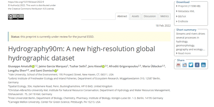 Hydrography90m: A New High-Resolution Global Hydrographic Dataset
