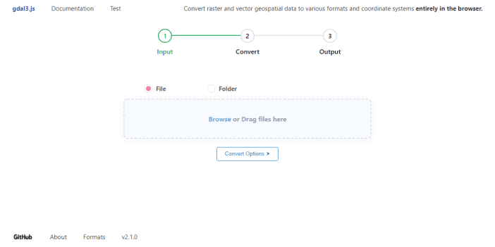 gdal3.js GUI: Free Geospatial Data Converter